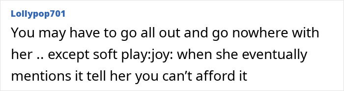 Text comment on screen discussing avoiding expenses related to MIL's wallet, with emojis. Text comment on screen discussing avoiding expenses related to MIL's wallet, with emojis.