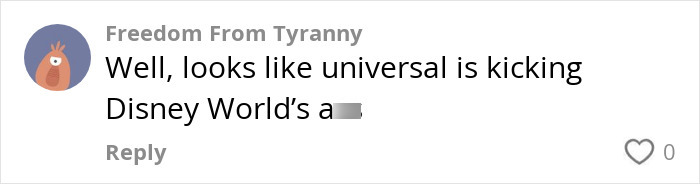 Comment suggesting Universal outperforming Disney World discounts.