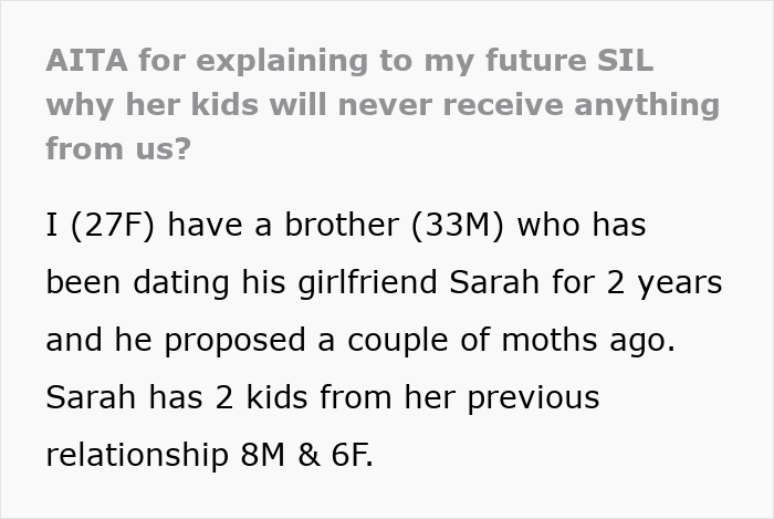 Text discussing family decision on asset inheritance, focusing on biological children.