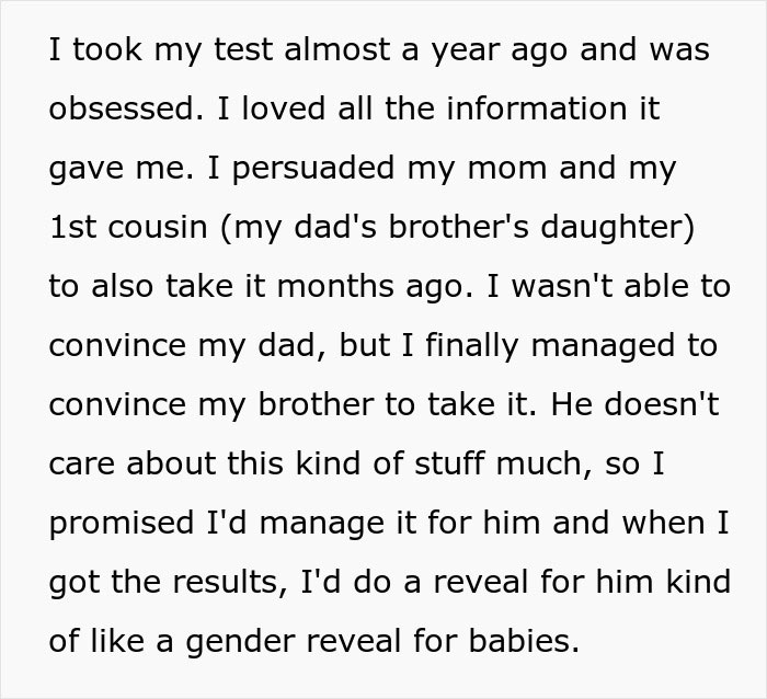 Woman stunned by unexpected family DNA results, unsure how to proceed with the surprising genetic discovery.