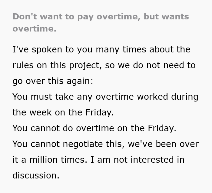 Company Bans Overtime, Employee Obliges And Leaves During A Full-Blown Crisis