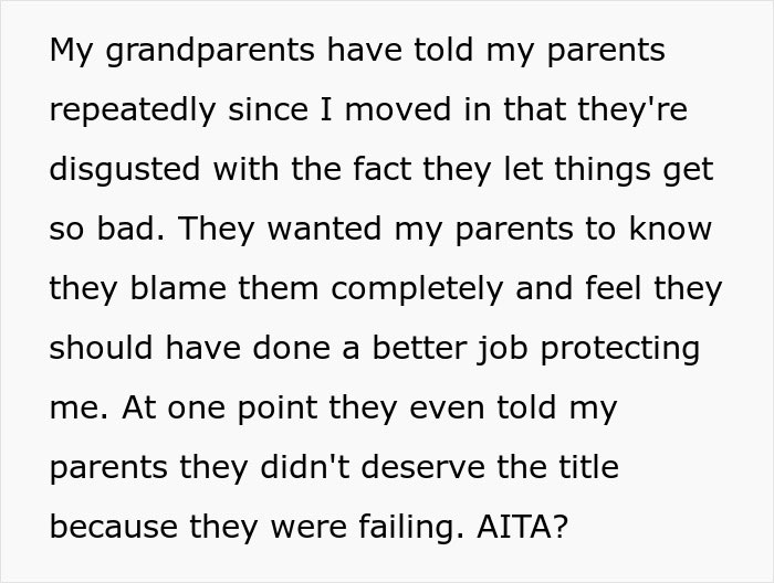 Text of grandparents blaming parents for failing to protect child from harassment.