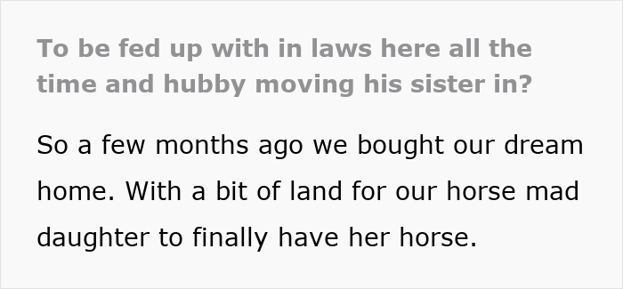 Text discussing in-laws and sister moving into couple&rsquo;s home.