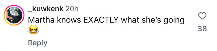 Comment mentioning Martha Stewart trolling Blue Origin astronauts with a laughing emoji.