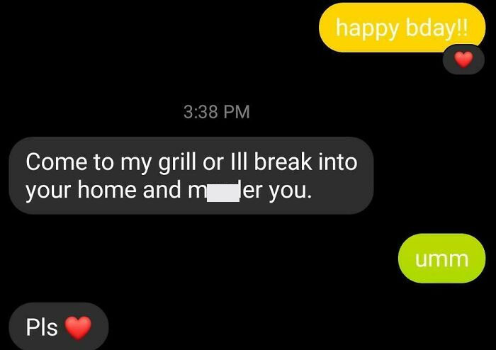 Text conversation showing unsettling message from an ex.