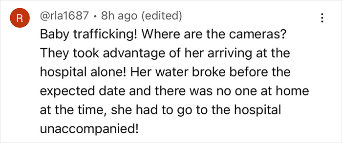 Comment discussing an issue where a pregnant woman expecting twins receives only one baby at the hospital.