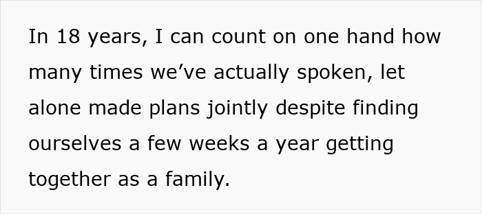 Text excerpt about long-frustrated family interaction highlighting controlling behavior and a final clap back after 18 years.