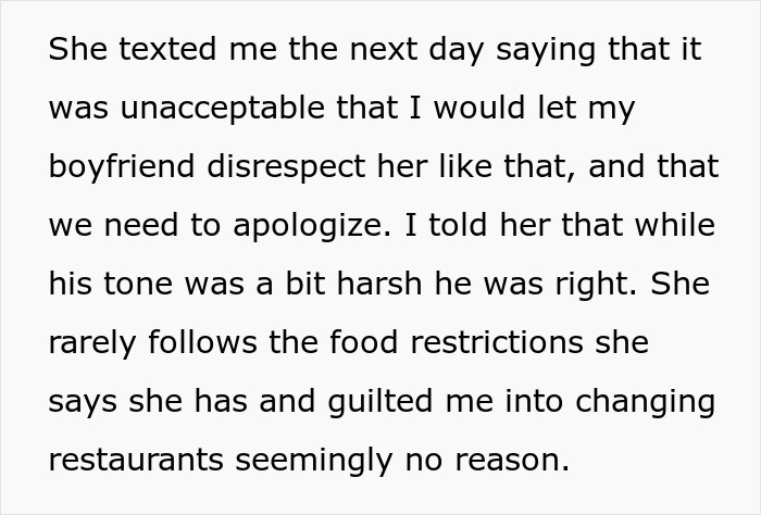 Text exchange about friend demanding birthday plans change due to diet, despite not following food restrictions.