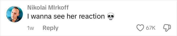 Comment on viral video about botched nose job; user curious about her reaction.