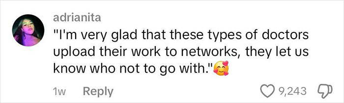 Adrianita comments on a botched nose job video, expressing relief at the exposure of doctors' work online.