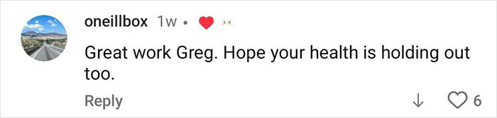 Comment on social media post expressing well wishes for Greg's health amid singer's physique transformation debate.