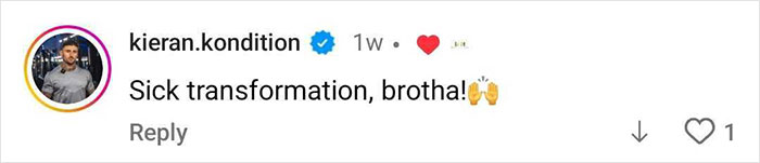 Instagram comment by kieran.kondition praising a singer's physique transformation, sparking debate between men and women.