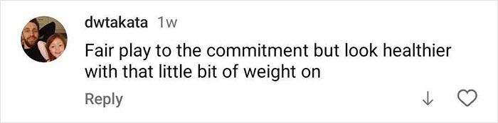 Comment from user dwtakata debating the singer&rsquo;s physique transformation and its impact on health and appearance.