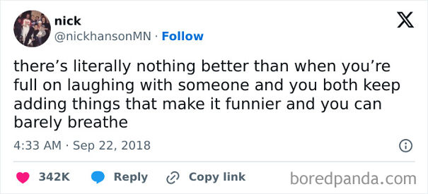 Tweet about laughing uncontrollably, showing Scots' sense of humor.