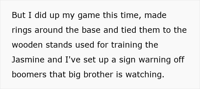 Text about preventing plant theft with rings and a warning sign.