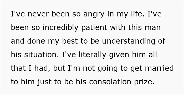 Text expressing frustration about patience and understanding in a relationship, not wanting to be a consolation prize. Text expressing frustration about patience and understanding in a relationship, not wanting to be a consolation prize.