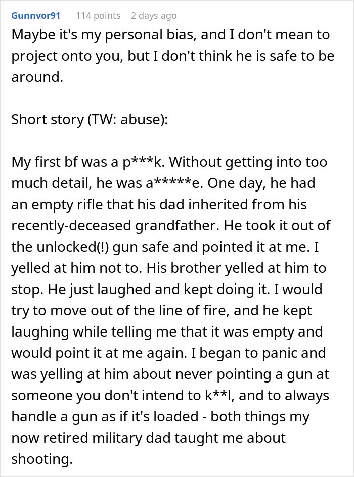 Reddit comment discussing safety concerns after husband&rsquo;s prank dangling wife over parking garage edge.