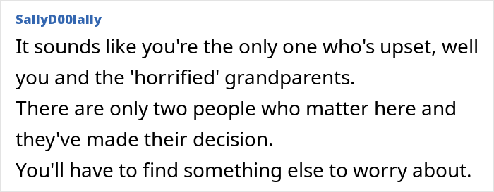 Comment on son wanting a hyphenated last name, highlighting differing opinions on the decision. Comment on son wanting a hyphenated last name, highlighting differing opinions on the decision.