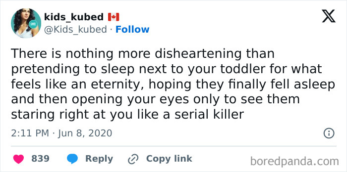 Parenting meme by How To Be A Dad account, humorously depicting a relatable bedtime scenario with toddlers.