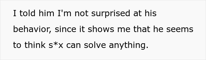 Text box discussing a woman's reaction to her boyfriend's behavior and motivations.