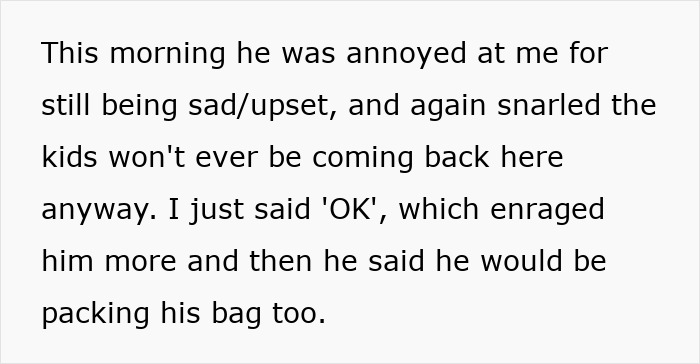 Stepmom shares a text about a family conflict involving stepkids' behavior and their father's reaction.