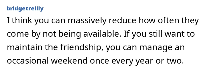 Text suggesting ways to handle family and friends who annoy by reducing visits, emphasizing boundaries.