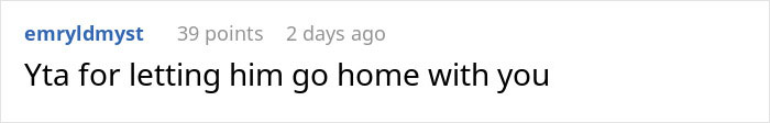 Reddit comment text discussing going home after a husband dangled wife over a parking garage edge prank.