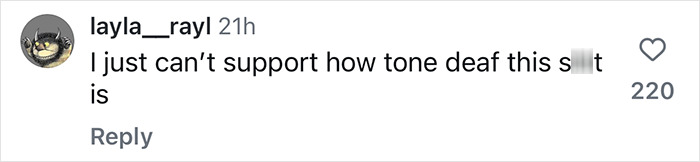 Screenshot of a social media comment expressing outrage over a 'tone deaf' doll release. Screenshot of a social media comment expressing outrage over a 'tone deaf' doll release.