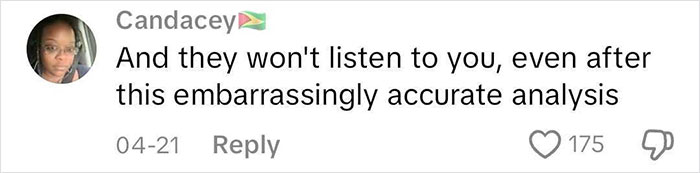 Comment on social media discussing an embarrassingly accurate analysis related to dating perpetually single women.