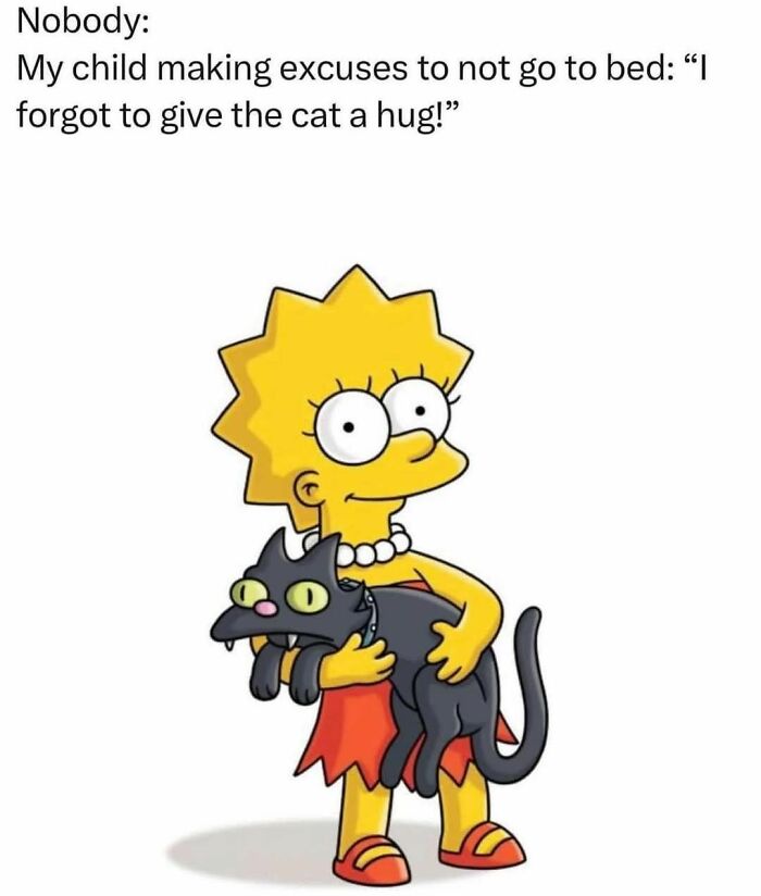 Cartoon of a child holding a cat with a funny excuse, illustrating humor in funny memes to help insulate from noise.
