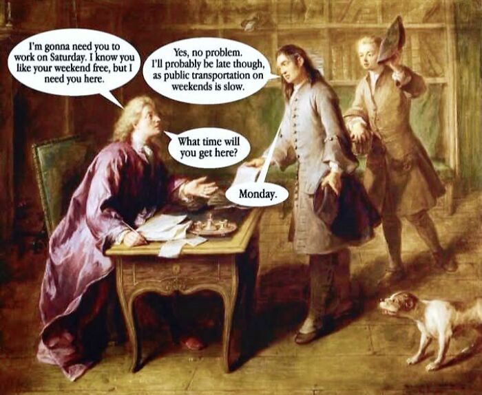 Classic painting altered with humor, featuring art memes with perfectly petty energy during a daily mental breakdown moment.