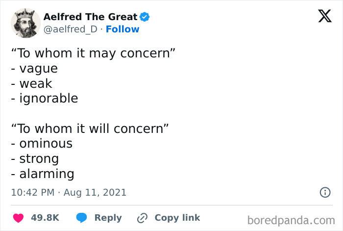 Tweet comparing two phrases humorously, illustrating random relatable memes.