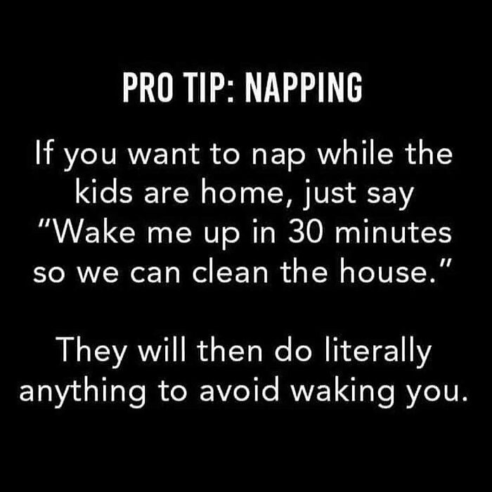 Parenting meme with a humorous napping tip from the 'How To Be A Dad' account.