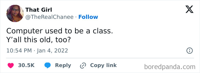 Millennial misery meme about computers once being a school subject.