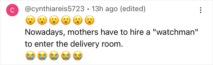Comment about expecting twins but receiving one baby, with emojis expressing surprise and disappointment.