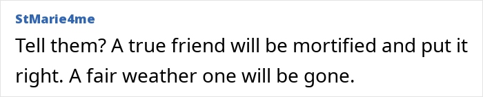 "Comment discussing friendship dynamics when no gifts are given.