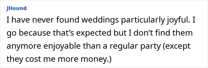 User post expressing that weddings are no longer joyful and questioning if new generations ruined the joy of weddings.