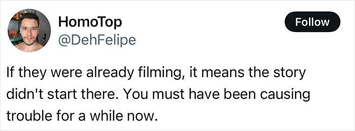 Tweet from HomoTop (@DehFelipe) discussing how a flight delay conflict led to a passenger being tackled by crew members.