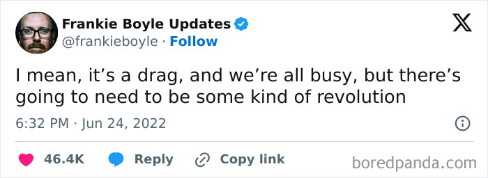 Tweet on anti-work sentiment humorously suggesting a revolution against capitalism.