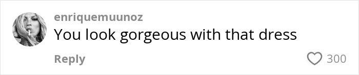 Positive comment on a viral prom dress story shows support with "You look gorgeous with that dress" and 300 likes. Positive comment on a viral prom dress story shows support with "You look gorgeous with that dress" and 300 likes.