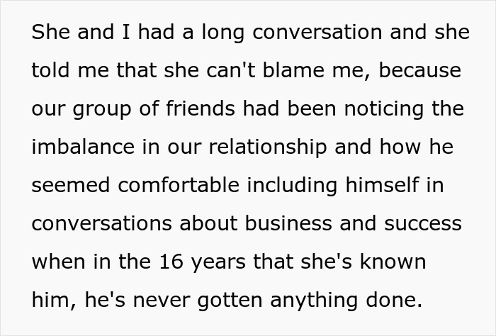 Text conversation about a woman's decision to leave boyfriend over unequal relationship dynamics.