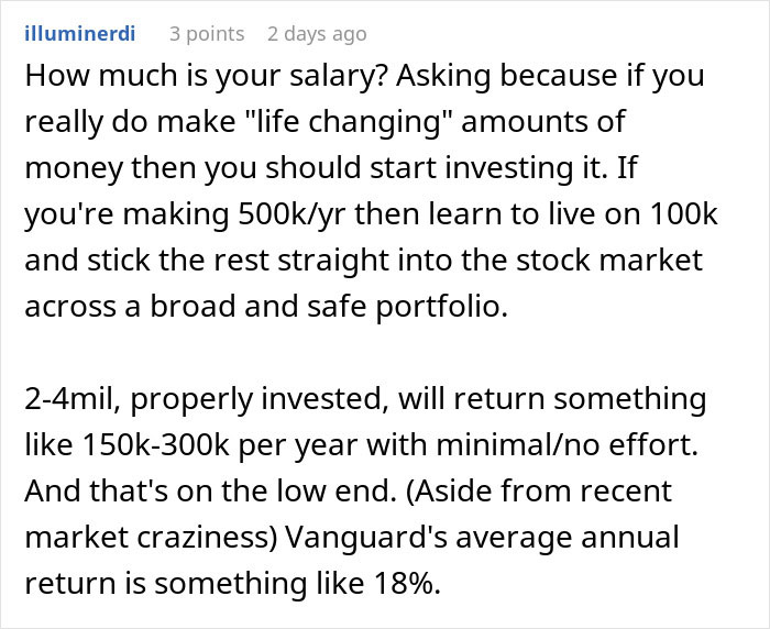 Text advising high earners to invest for returns with minimal effort.