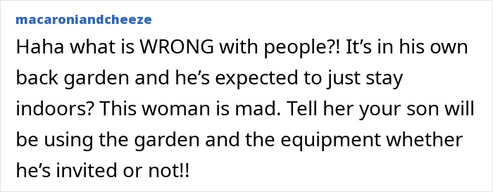 Text screenshot discussing mom's unreasonable demand for son's birthday venue.