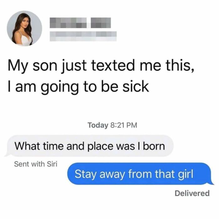 Text message meme showing a humorous conversation between a mother and son with funny meme content.