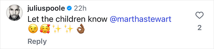 Social media comment referencing Martha Stewart, commenting on Blue Origin astronauts.