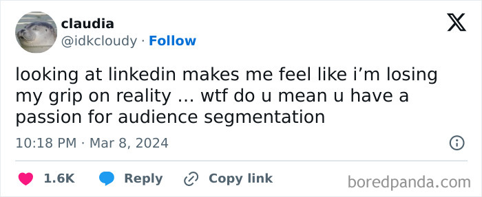 Tweet with a humorous take on LinkedIn's job descriptions, highlighting relatable work frustrations.