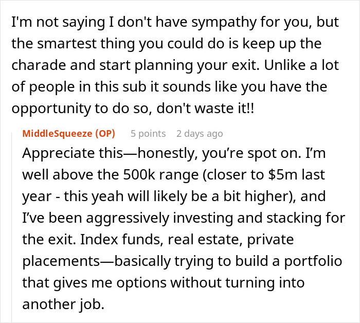 Reddit thread discussing making millions with little work, featuring financial insights and investment strategies.