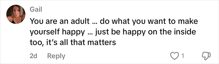 Comment on Sami Sheen's cosmetic surgeries, encouraging happiness and self-acceptance.