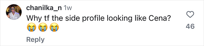 Comment reacting to Dwayne Johnson&rsquo;s new look in an upcoming movie, sparking online discussion.