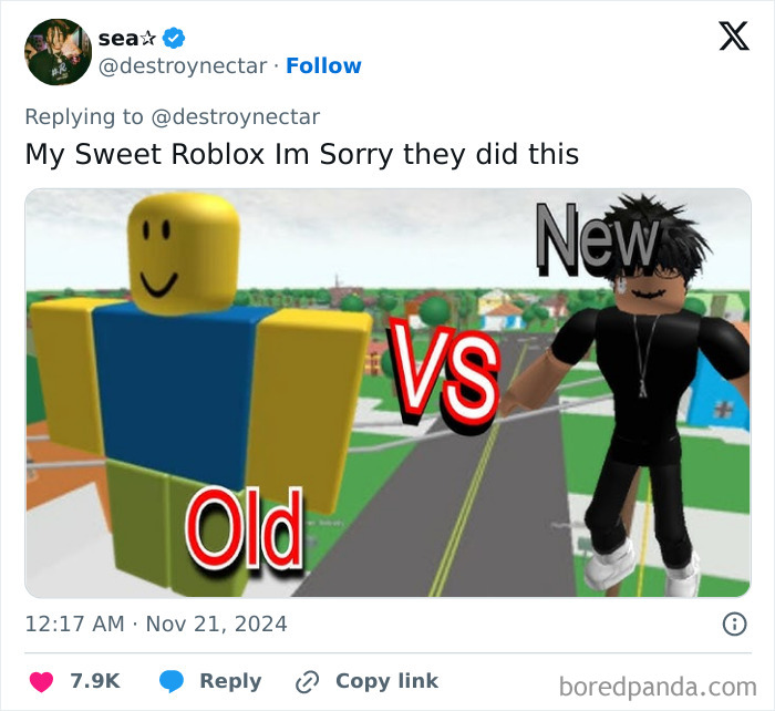 Old vs New Roblox redesign comparison, highlighting a controversial change in character appearance.